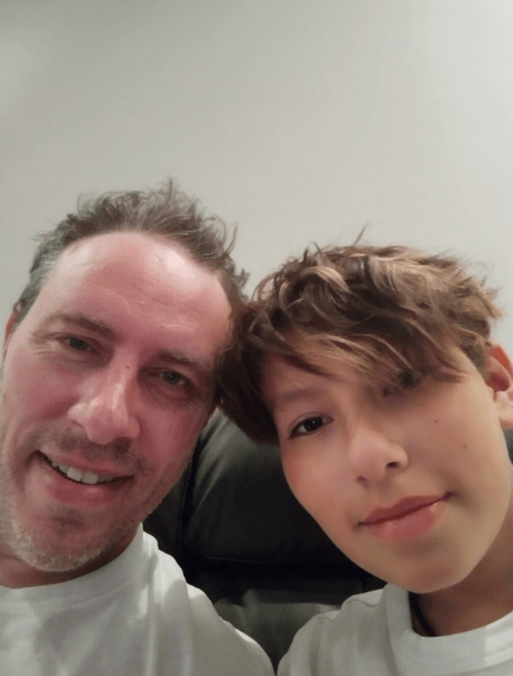 Picture of stroke survivor Joe with his fourteen year old son
