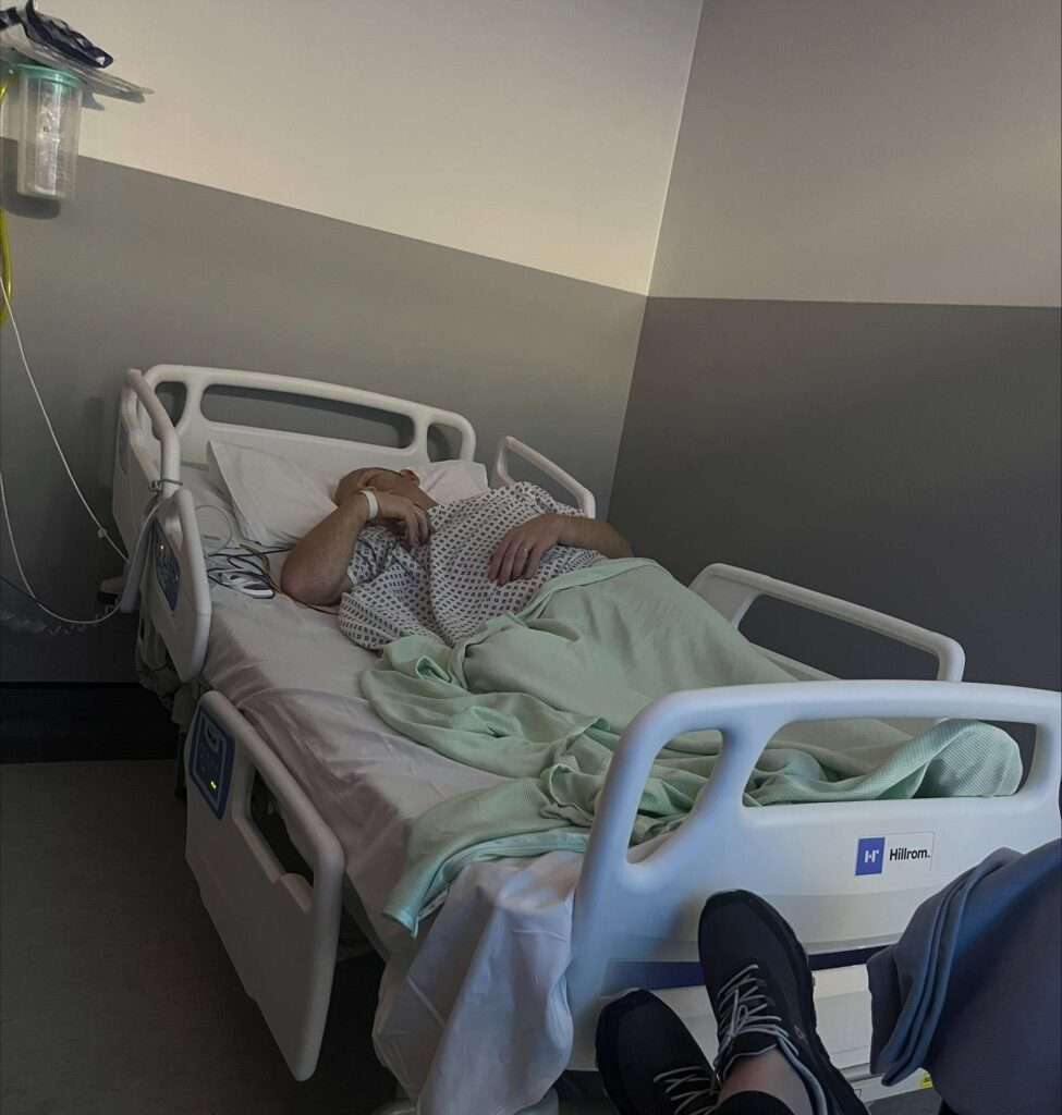 Picture of Jon Pearce who survived a stroke at just 43 in hospital