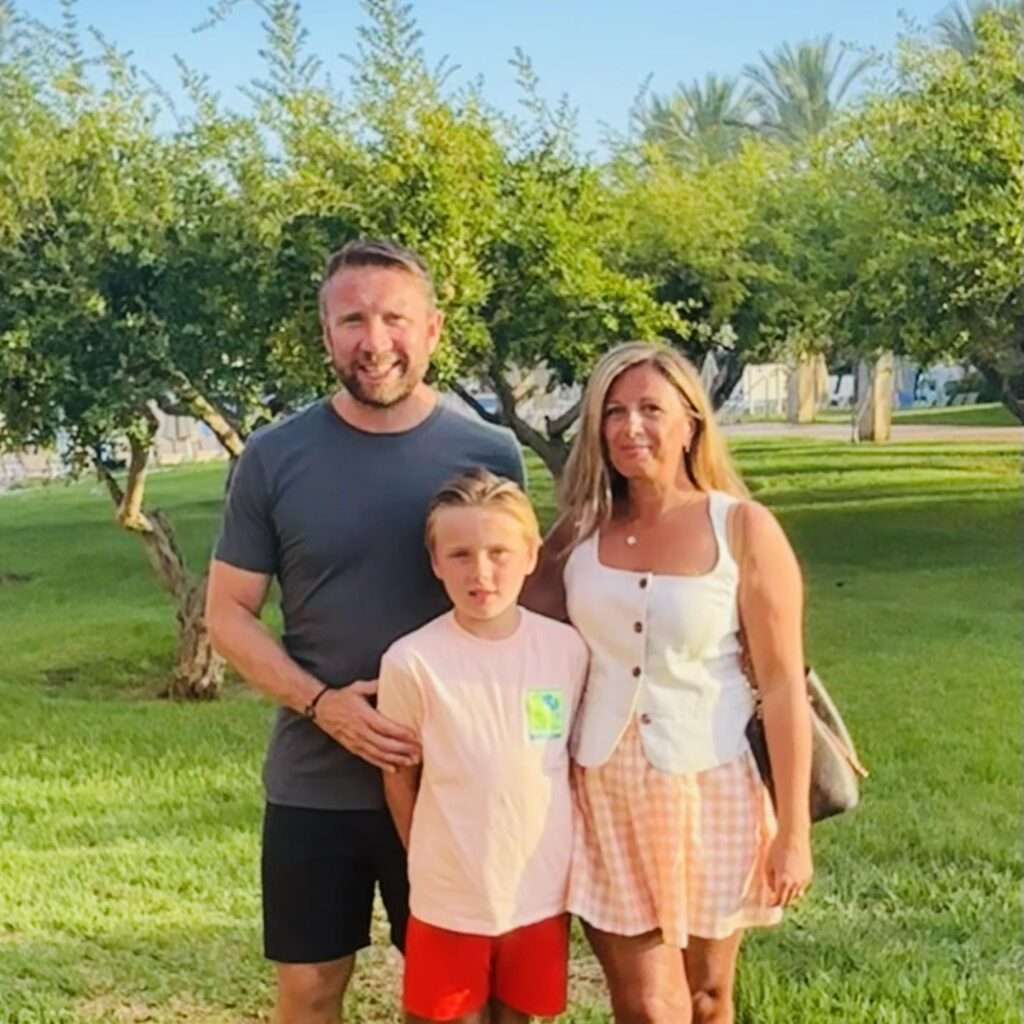 Picture of Katy, who survived an ischaemic stroke at just 43 with her family