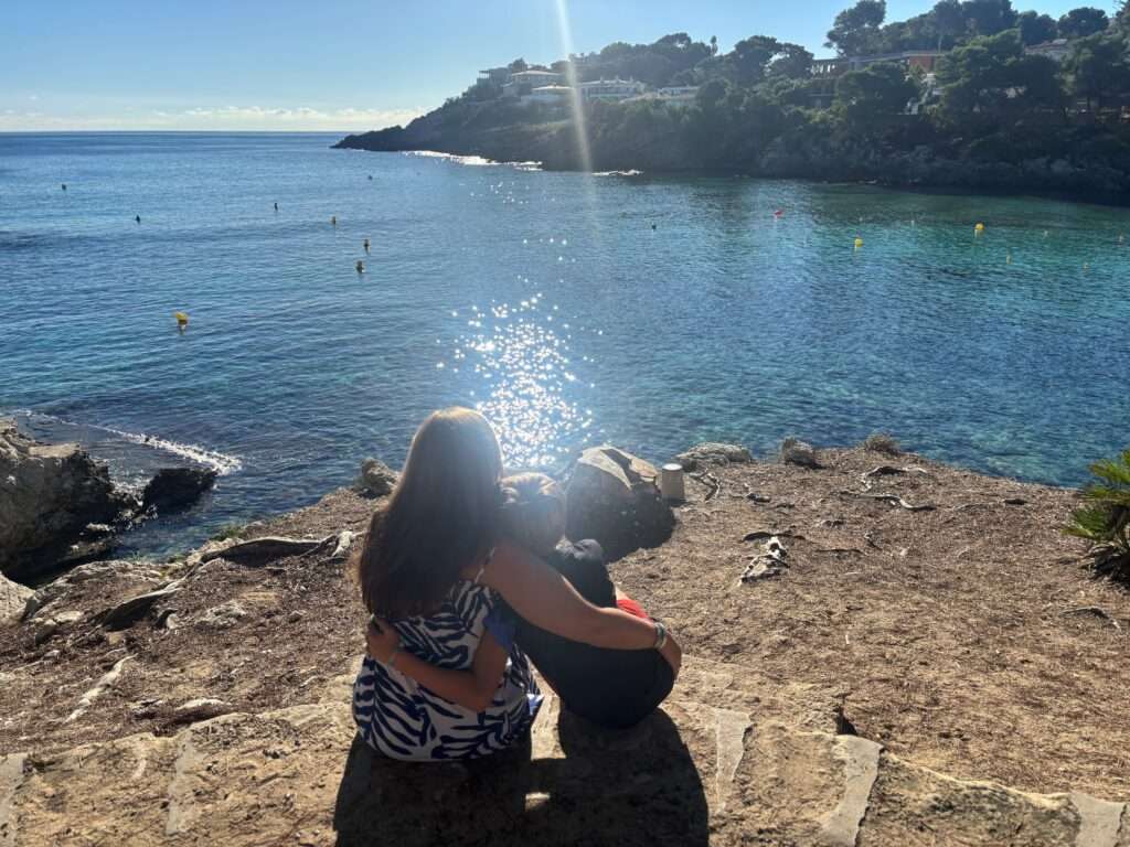 Katy and her child enjoying a lovely view and making the most of life after a parent's stroke at working age