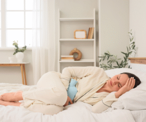 A woman resting after stroke because she experiences fatigue