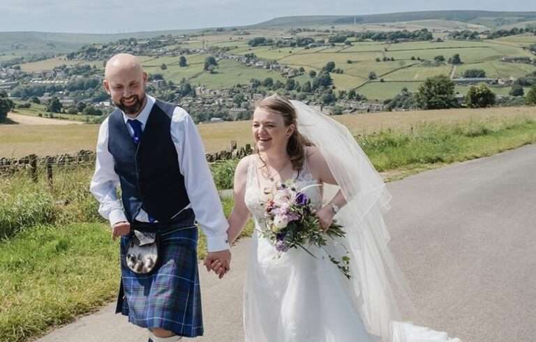 Picture of Jeremy and his wife years after he survived a haemorrhagic stroke at just four years old causing right sided hemiplegia and aphasia