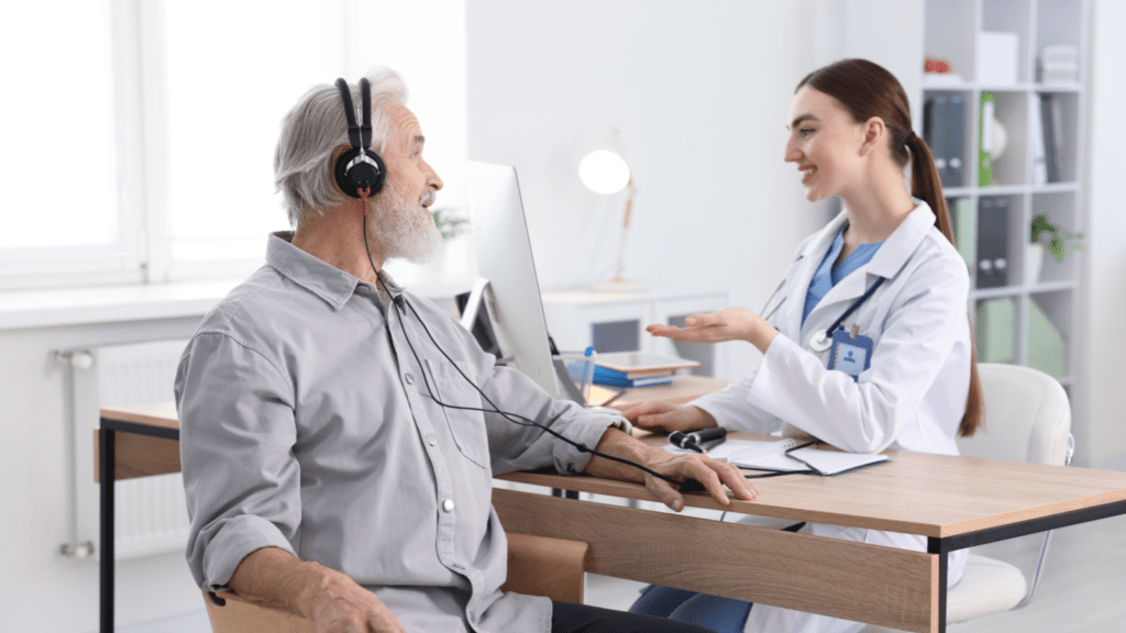 Picture of a man with aphasia undergoing research using music to help aphasia