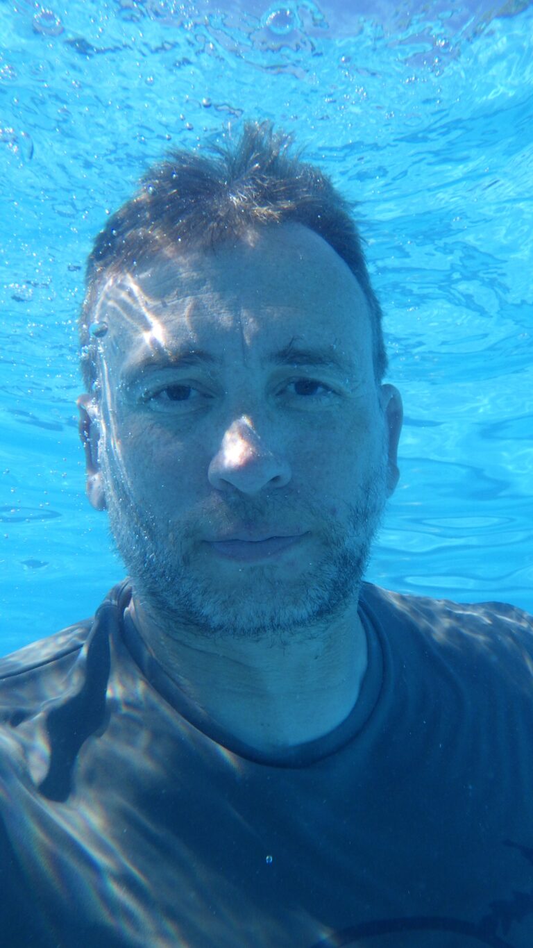 Picture of Richard who survived a stroke at 48 underwater